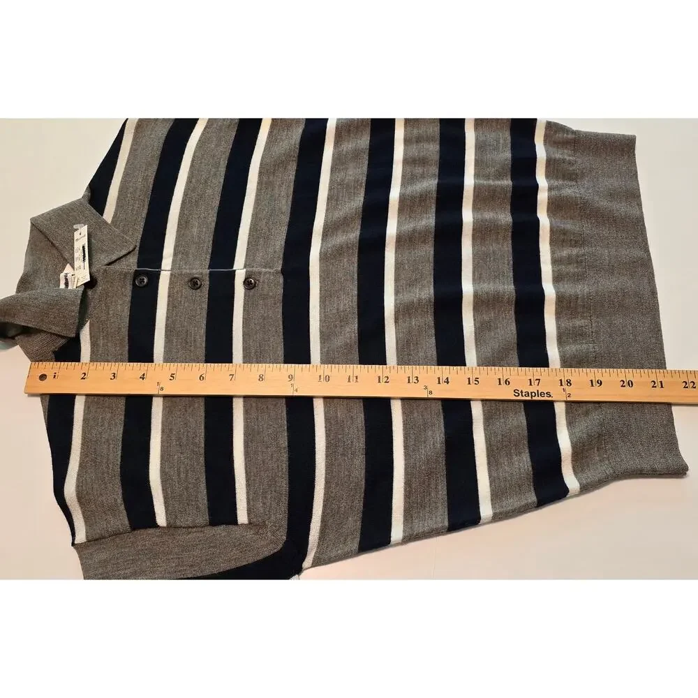 Madewell Drop Shoulder Polo Sweater 100% Merino Wool Womens XXS Gray Blue NWT